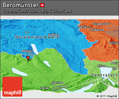 Political Panoramic Map of Beromünster