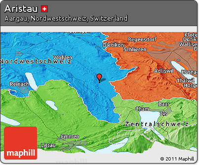 Political Panoramic Map of Aristau