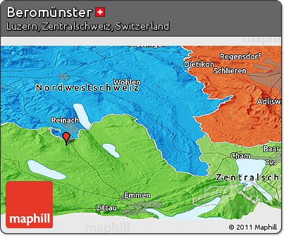 Political Panoramic Map of Beromünster