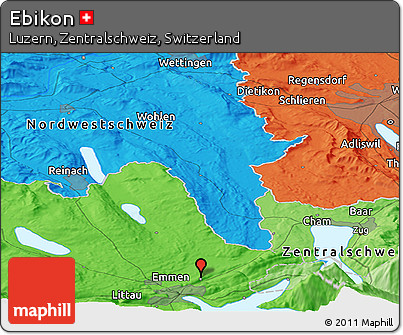 Political Panoramic Map of Ebikon