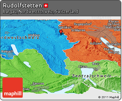 Political Panoramic Map of Rudolfstetten