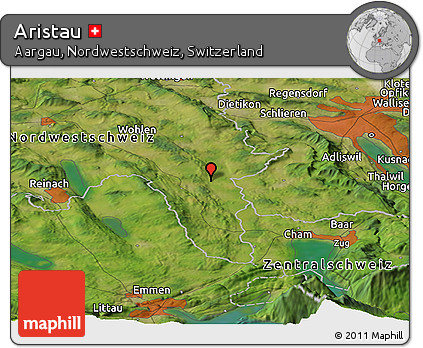 Satellite Panoramic Map of Aristau