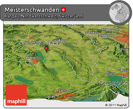 Satellite Panoramic Map of Meisterschwanden