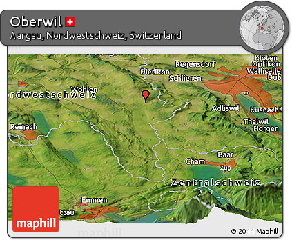 Satellite Panoramic Map of Oberwil