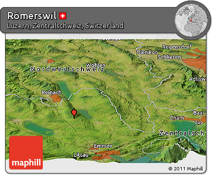 Satellite Panoramic Map of Römerswil