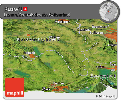 Satellite Panoramic Map of Ruswil