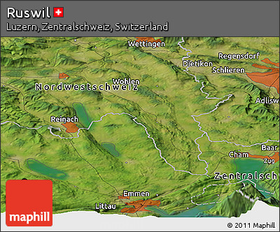 Satellite Panoramic Map of Ruswil