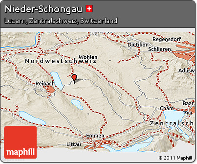 Shaded Relief Panoramic Map of Nieder-Schongau