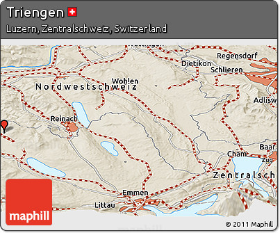 Shaded Relief Panoramic Map of Triengen