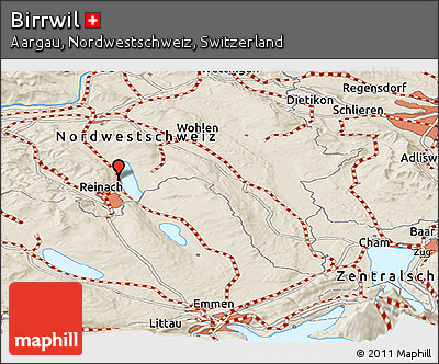 Shaded Relief Panoramic Map of Birrwil