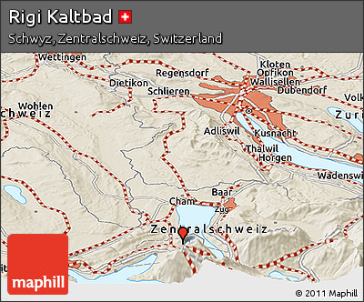 Shaded Relief Panoramic Map of Rigi Kaltbad