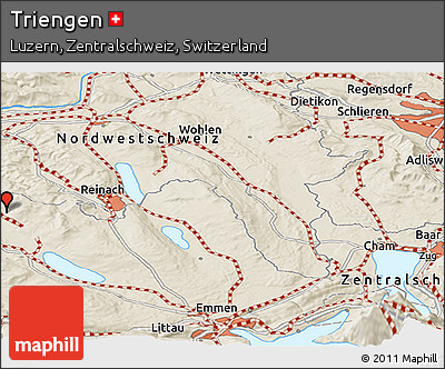 Shaded Relief Panoramic Map of Triengen