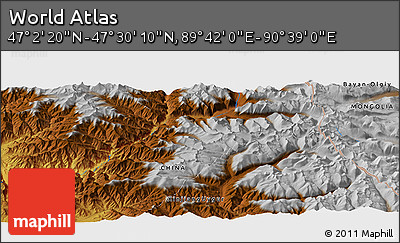 Physical Panoramic Map of the Area around 47° 16' 15" N, 90° 10' 30" E