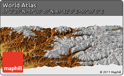 Physical Panoramic Map of the Area around 47° 16' 15" N, 90° 10' 30" E