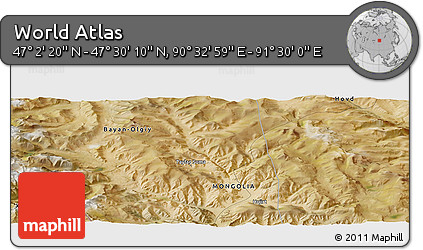 Satellite Panoramic Map of the Area around 47° 16' 15" N, 91° 1' 30" E