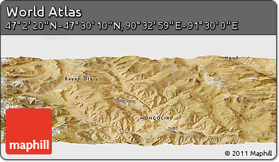 Satellite Panoramic Map of the Area around 47° 16' 15" N, 91° 1' 30" E