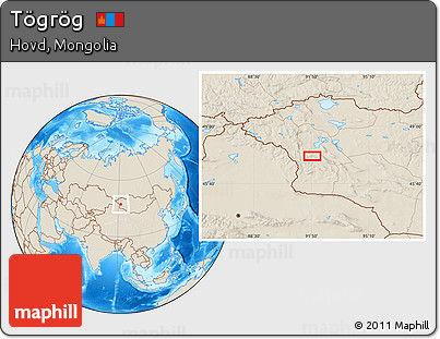 Shaded Relief Location Map of Tögrög
