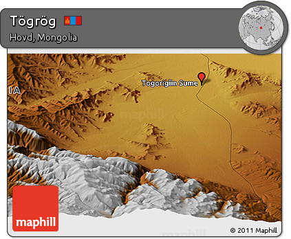 Physical Panoramic Map of Tögrög
