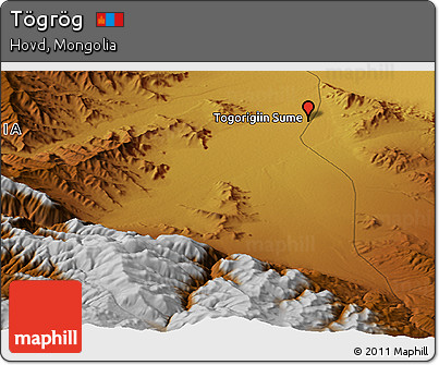 Physical Panoramic Map of Tögrög