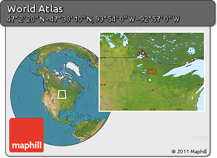 Satellite Location Map of the Area around 47° 16' 15" N, 93° 25' 30" W