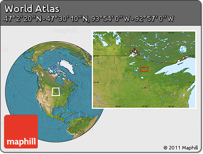 Satellite Location Map of the Area around 47° 16' 15" N, 93° 25' 30" W