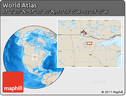 Shaded Relief Location Map of the Area around 47° 16' 15" N, 93° 25' 30" W