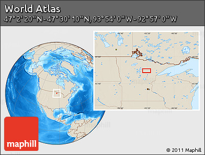 Shaded Relief Location Map of the Area around 47° 16' 15" N, 93° 25' 30" W