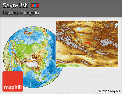 Physical Location Map of Sayn-Ust