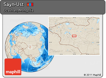 Shaded Relief Location Map of Sayn-Ust