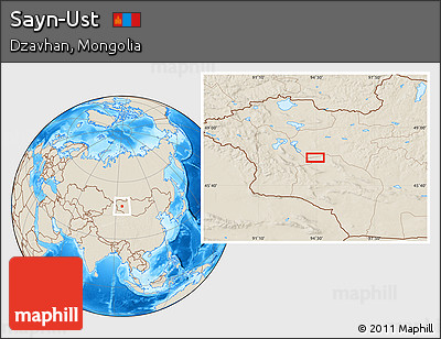 Shaded Relief Location Map of Sayn-Ust