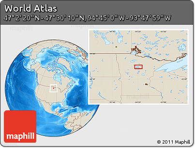 Shaded Relief Location Map of the Area around 47° 16' 15" N, 94° 16' 30" W