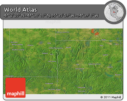 Satellite 3D Map of the Area around 47° 16' 15" N, 95° 7' 30" W