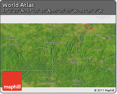 Satellite 3D Map of the Area around 47° 16' 15" N, 95° 7' 30" W