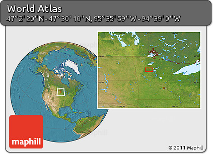 Satellite Location Map of the Area around 47° 16' 15" N, 95° 7' 30" W