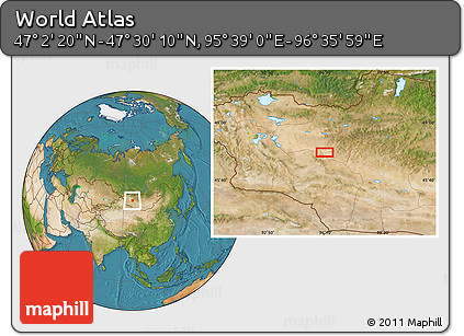 Satellite Location Map of the Area around 47° 16' 15" N, 96° 7' 30" E