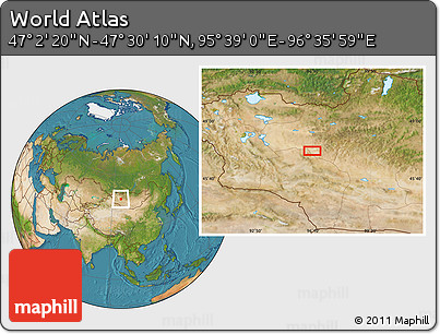 Satellite Location Map of the Area around 47° 16' 15" N, 96° 7' 30" E