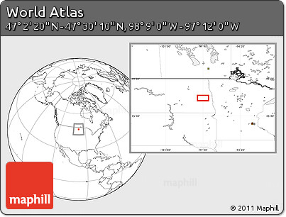 Blank Location Map of the Area around 47° 16' 15" N, 97° 40' 30" W