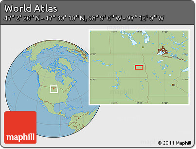 Savanna Style Location Map of the Area around 47° 16' 15" N, 97° 40' 30" W