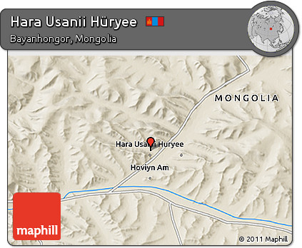 Shaded Relief 3D Map of Hara Usanii Hüryee