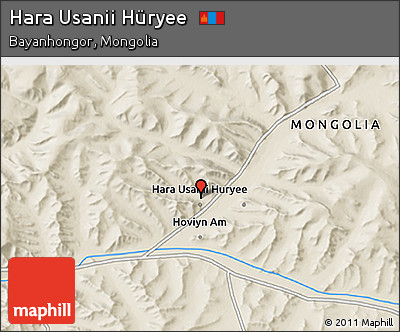 Shaded Relief 3D Map of Hara Usanii Hüryee
