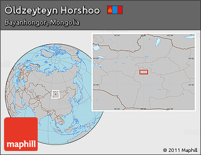 Gray Location Map of Öldzeyteyn Horshoo