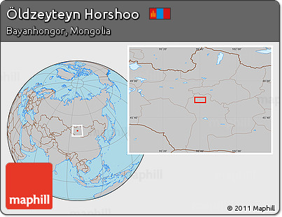 Gray Location Map of Öldzeyteyn Horshoo