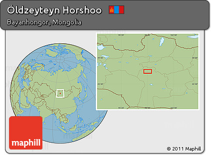 Savanna Style Location Map of Öldzeyteyn Horshoo