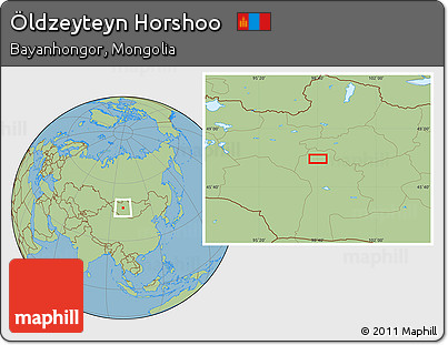 Savanna Style Location Map of Öldzeyteyn Horshoo