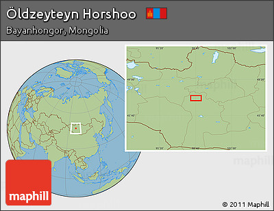 Savanna Style Location Map of Öldzeyteyn Horshoo