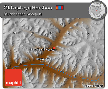 Physical Map of Öldzeyteyn Horshoo