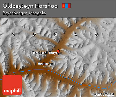 Physical Map of Öldzeyteyn Horshoo