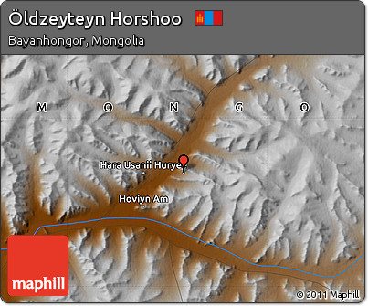 Physical Map of Öldzeyteyn Horshoo
