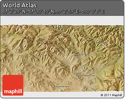 Satellite 3D Map of the Area around 47° 16' 15" N, 99° 31' 30" E