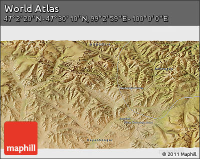 Satellite 3D Map of the Area around 47° 16' 15" N, 99° 31' 30" E